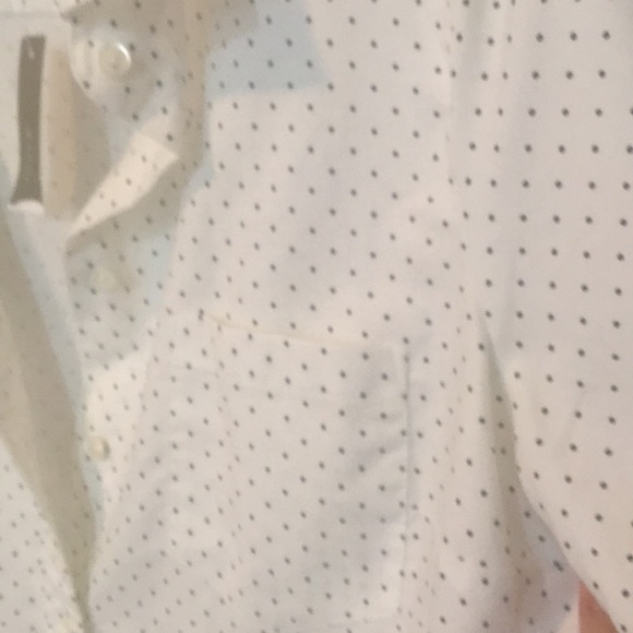 J Crew button down white w tiny black dots - Picture 7 of 8